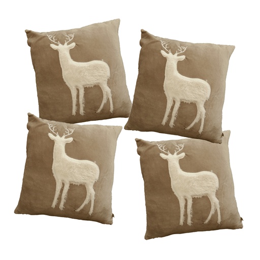 [4FCA-AlceGr2] Paquete de 4 Fundas para cojín Decorativas 43x42cm ilios innova Alce gris 2