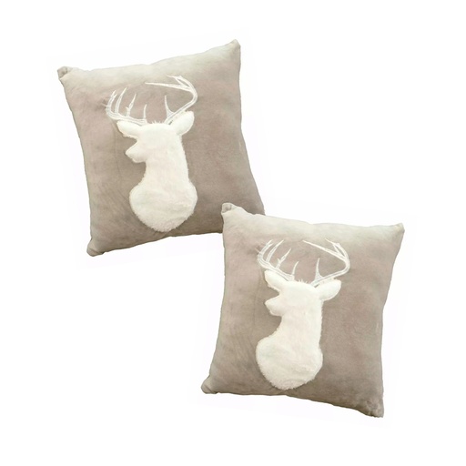 [2FCA-AlceGr] Paquete de 2 Fundas para cojín Decorativas 43x42cm