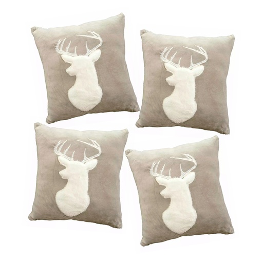 [4FCA-AlceGr] Paquete de 4 Fundas para cojín Decorativas 43x42cm