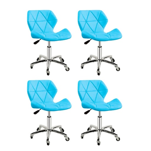 [4STG-Azu] 4 Sillas para oficina con respaldo geométrico Azul