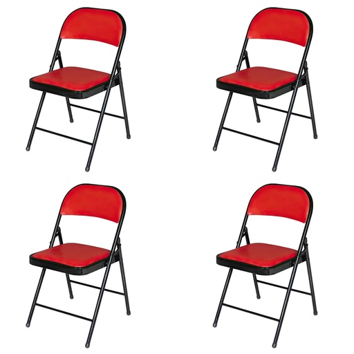 [4SPO-RjN] 4 Sillas Plegables Rojo con Negro