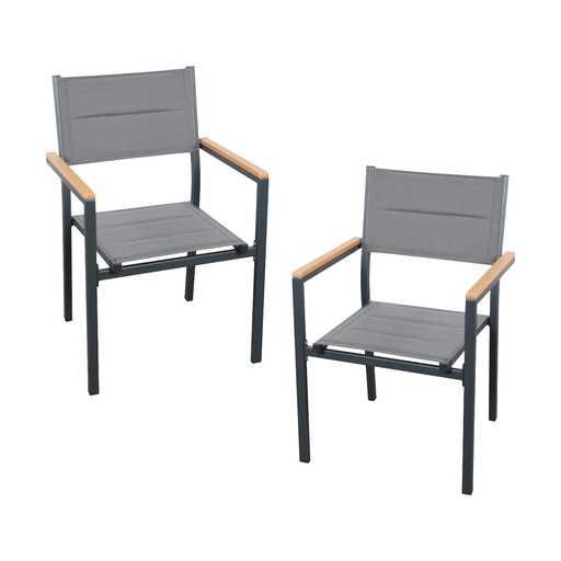 [2SCE-Gris] 2 Sillas para comedor de exterior