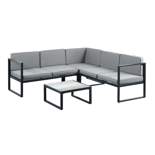 [SalaE-5M] Juego de sala esquinera para jardín de metal color gris