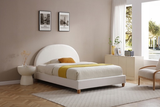 [Cama-9572/Bla/M] Base Con Cabecera Cama-9572 de Madera Matrimonial Color Blanco
