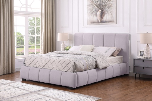[Cama-9524/Gri/M] Base Con Cabecera Cama-9524 de Madera Matrimonial Color Gris