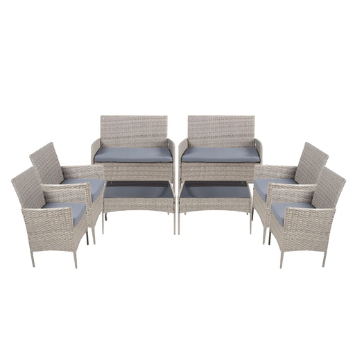 [2Sala-4P/GriGri] 2 Salas de jardin 4P Gris con Gris