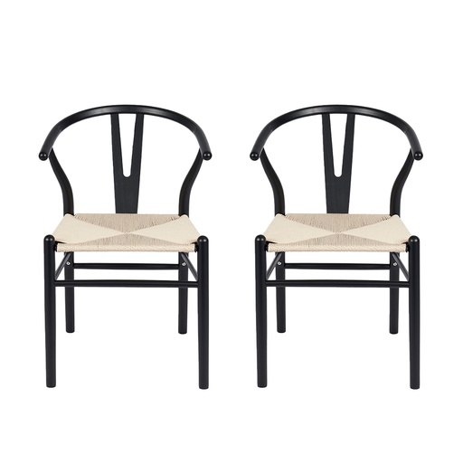 [2Silla-Bone/Neg] 2 sillas de comedor Bone negras