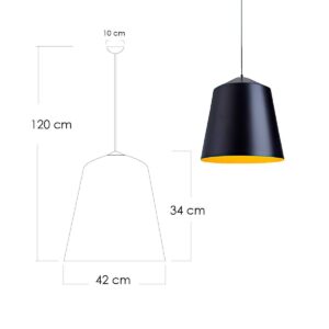 Lámpara colgante XL 8063 negro dorado D360 H400